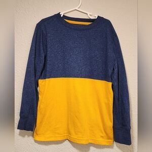 Cat & Jack Boys Colorblock Long Sleeve Shirt - Blue and Yellow Size Small (6-7)